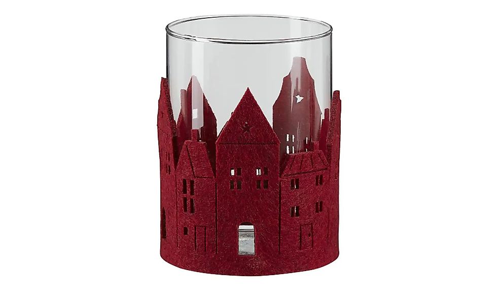 Windlicht   ¦ rot ¦ Glas,Filz ¦ Maße (cm): H: 13  Ø: 9 Weihnachten - Höffne günstig online kaufen