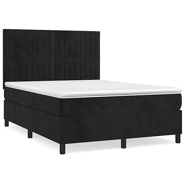 vidaXL Boxspringbett mit Matratze Schwarz 140x190 cm Samt1466127 günstig online kaufen