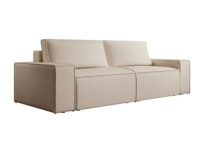Sofa 4-Sitzer - Mit Schlaffunktion - Strukturstoff - Beige - AMELIA günstig online kaufen