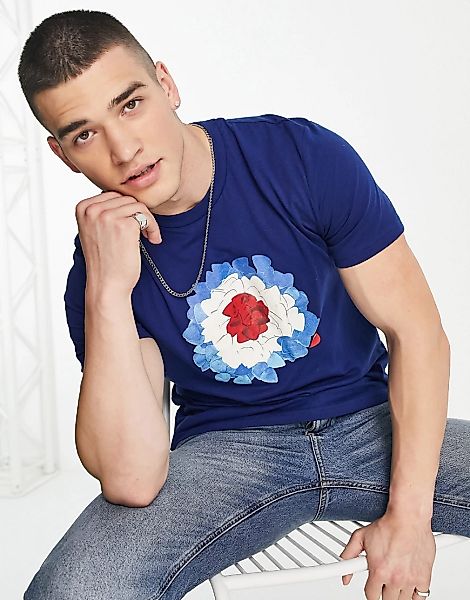 Ben Sherman – T-Shirt mit Plektrum-Zielscheiben-Print-Blau günstig online kaufen