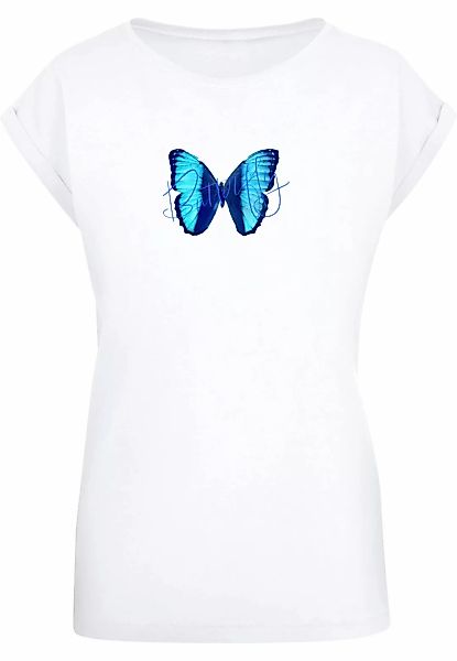 Merchcode T-Shirt "Merchcode Damen Ladies Butterfly Blue Extended Shoulder günstig online kaufen