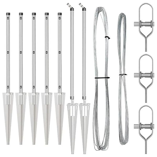 vidaXL Zaunpfosten 7 Stk Silber Stahl 42004270 günstig online kaufen