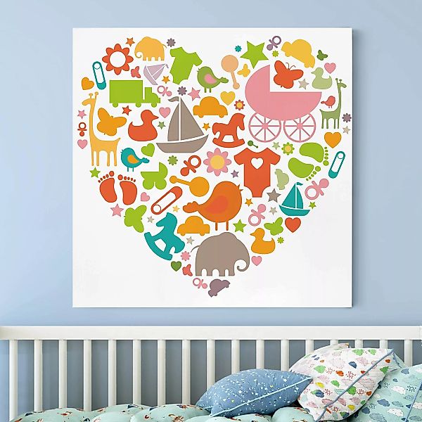 Leinwandbild Kinderzimmer - Quadrat Baby Heart günstig online kaufen