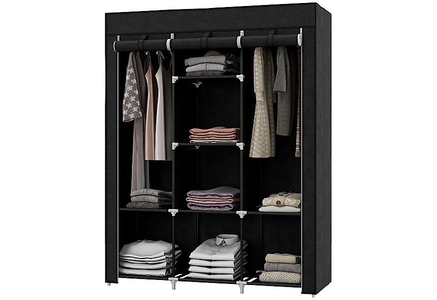 MC Star Stoffschrank mit Kleiderstange 8 Ebenen 125x43x162,5cm hellgrau pla günstig online kaufen