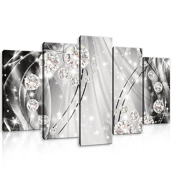 Wallarena Leinwandbild Abstrakt Set Diamanten Silber günstig online kaufen