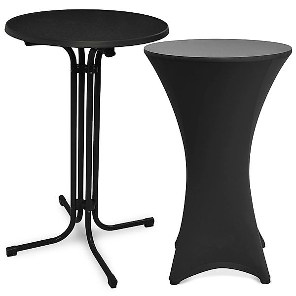 Beautissu Bellini Stehtisch Ø 80cm Schwarz mit Stella Stehtischhusse Ø 80cm günstig online kaufen
