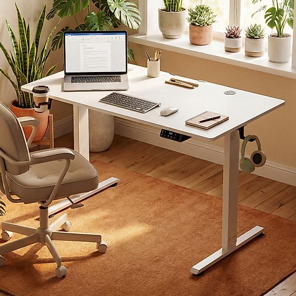 Höhenverstellbarer Schreibtisch Weiß 140x60x72-117cm günstig online kaufen
