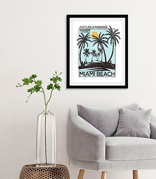 queence Bild »Miami Beach«, Palmen-Schriftzug-Sprüche & Texte-Himmel, (1 St günstig online kaufen