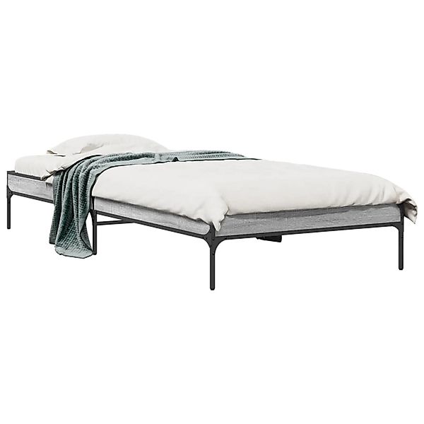 vidaXL Bettgestell Grau Sonoma 90x190 cm Holzwerkstoff und Metall 845054 günstig online kaufen