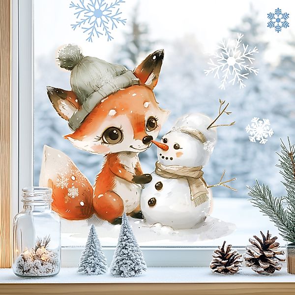 Sunnywall Fensterdekoration Kinderzimmer Fensterbild Winter Fuchs, günstig online kaufen
