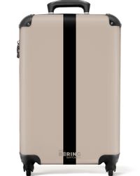 NoBoringSuitcases.com© Hartschalen-Trolley Beige mit schwarzem Streifen günstig online kaufen