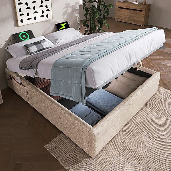 OKWISH Polsterbett Ohne Kopfteil (Funktionsbett, Struraumbett Hydraulisch m günstig online kaufen