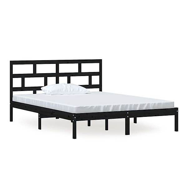 vidaXL Massivholzbett Schwarz 150x200 cm 5FT King Size1053639 günstig online kaufen