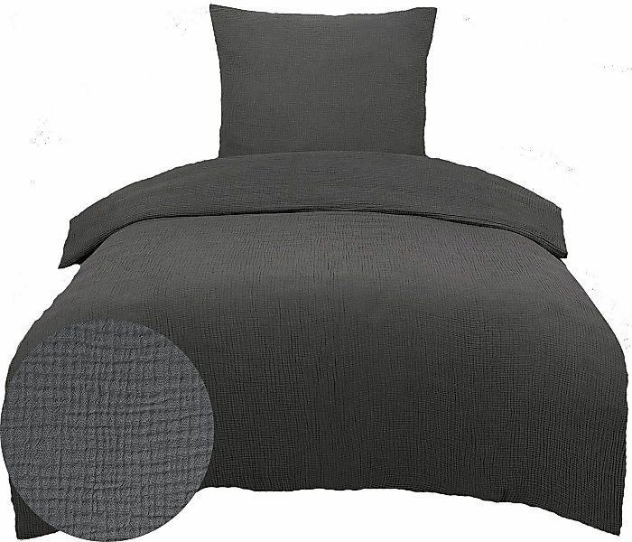 KH-Haushaltshandel Bettwäsche 2-tlg. Musselin Bettwäsche 135x200 +80x80 cm, günstig online kaufen