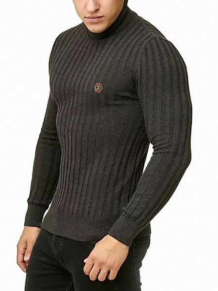 RedBridge Strickpullover Rollkragen Strickpullover mit Logopatch Anthrazit günstig online kaufen