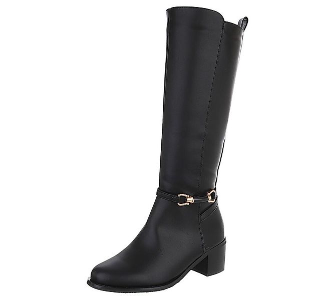 Ital-Design Elegante Damen-Stiefel mit Riemen und bequemem Absatz Stiefel ( günstig online kaufen