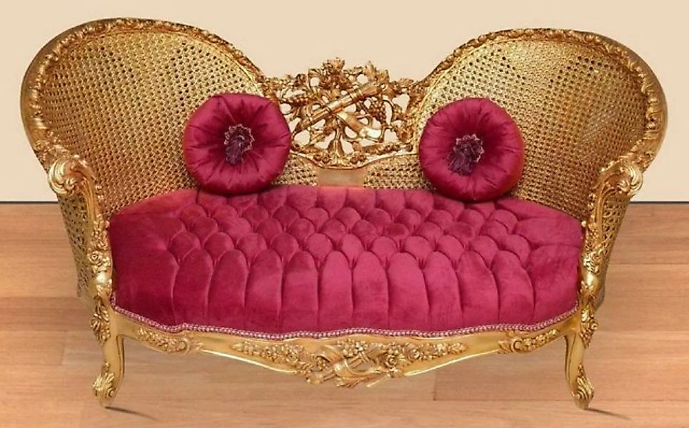 Casa Padrino Sofa Barock Sofa Bordeauxrot / Gold - Handgefertigtes Wohnzimm günstig online kaufen
