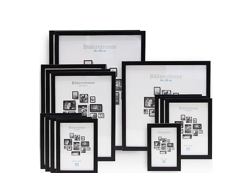 M MERCEO Bilderrahmen, 14-tlg. Bilderrahmen-Set Schwarz (10x15cm bis 30x40c günstig online kaufen