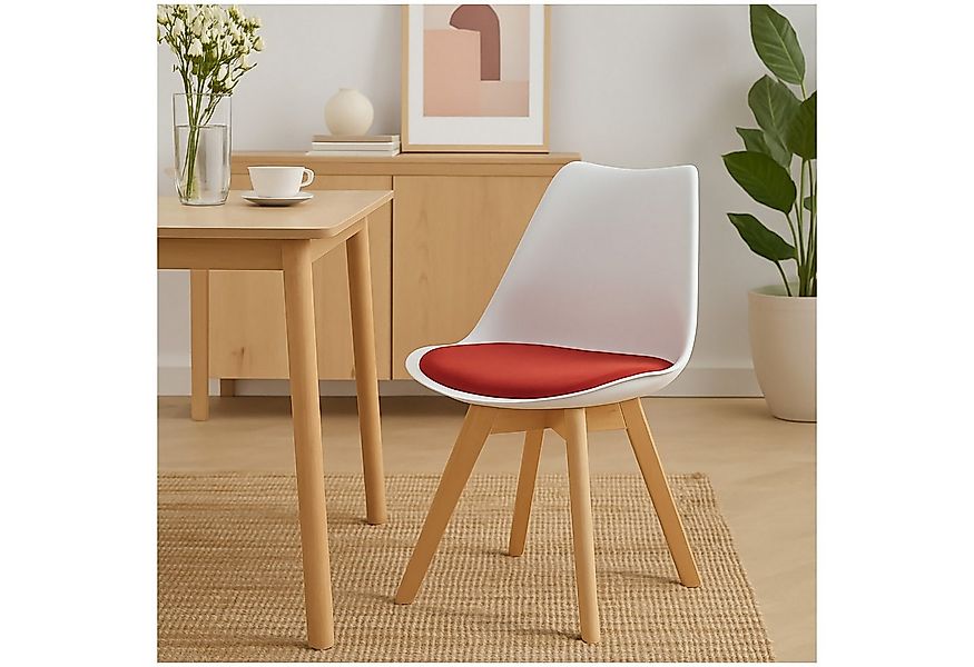 HTI-Living Esszimmerstuhl Esszimmerstuhl Samt Atlanta Weiß/Rot (Stück, 1 St günstig online kaufen