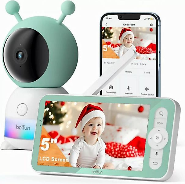 Boifun Video-Babyphone Babyphone mit Kamera Video Baby Monitor Babyfon, 5" günstig online kaufen