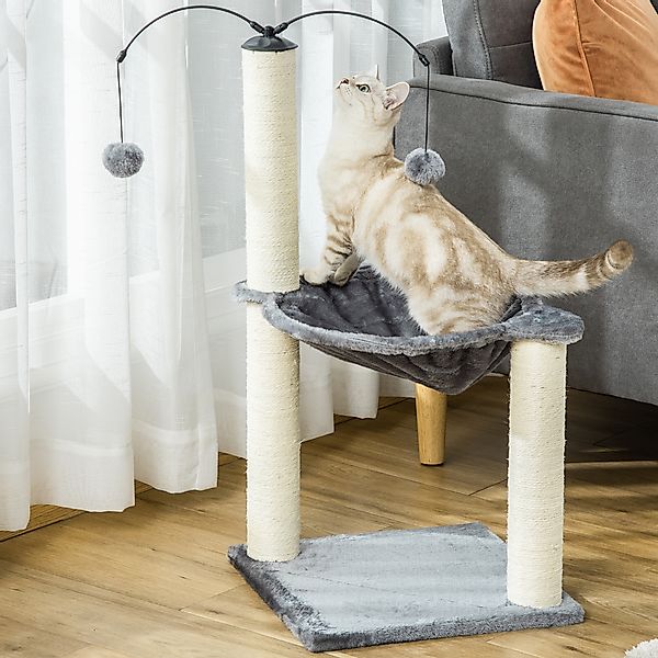 PawHut Kratzbaum Katzenbaum aus umweltfreundlichem Holz mit Hängematte und günstig online kaufen