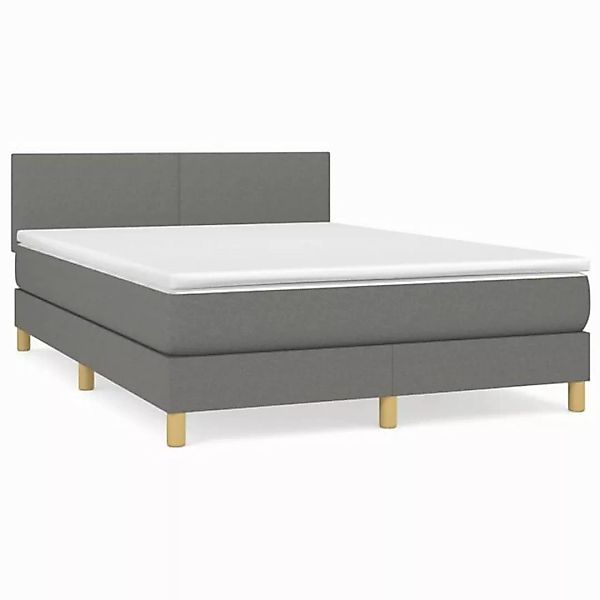 furnicato Bettgestell Boxspringbett mit Matratze Dunkelgrau 140x190 cm Stof günstig online kaufen