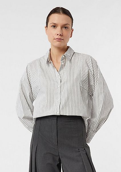 comma Langarmbluse Bluse Gestreifte Hemdbluse aus Popeline günstig online kaufen