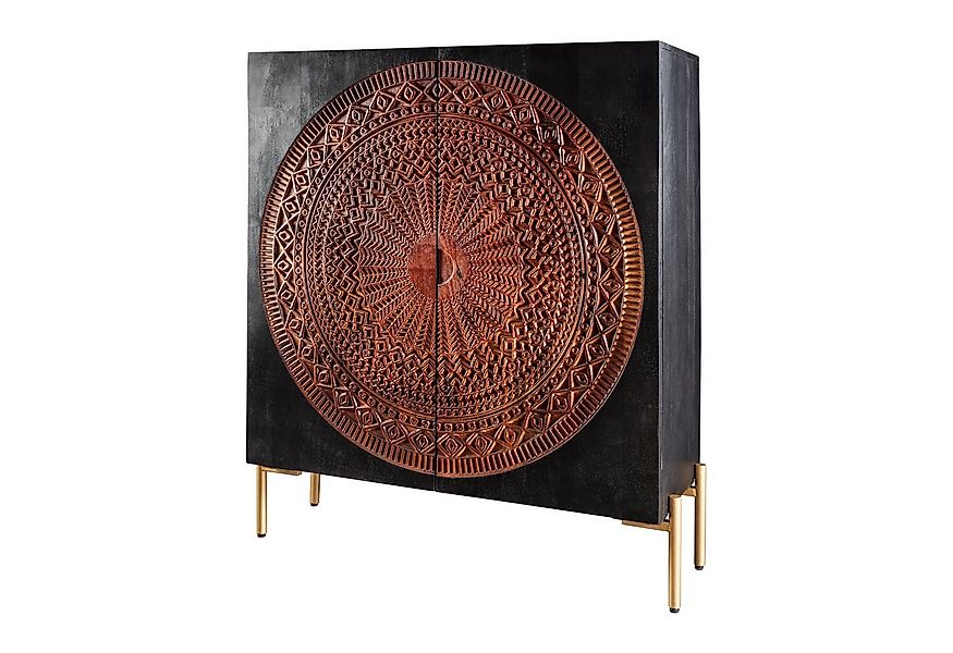 riess-ambiente Highboard MANDALA 120cm schwarz / gold, Massivholz · Schrank günstig online kaufen