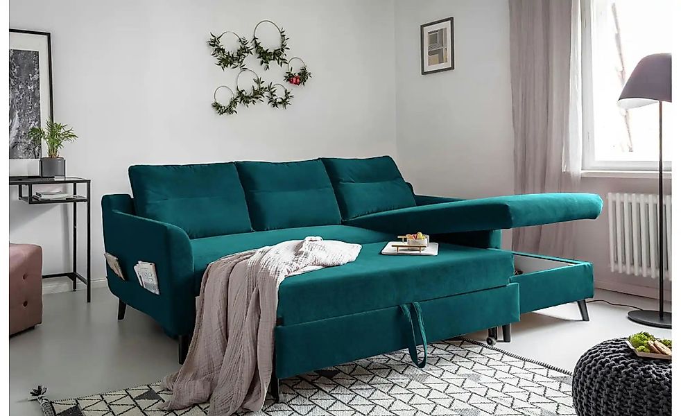 Miuform Ecksofa mit Schlaffunktion Stylish Stan ¦ türkis/petrol ¦ Maße (cm) günstig online kaufen