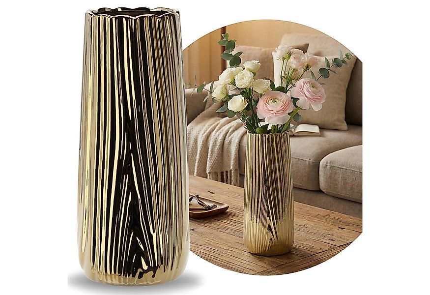 Sarcia.eu Dekovase Elegante goldene Keramikvase für Blumen, glamouröse Deko günstig online kaufen