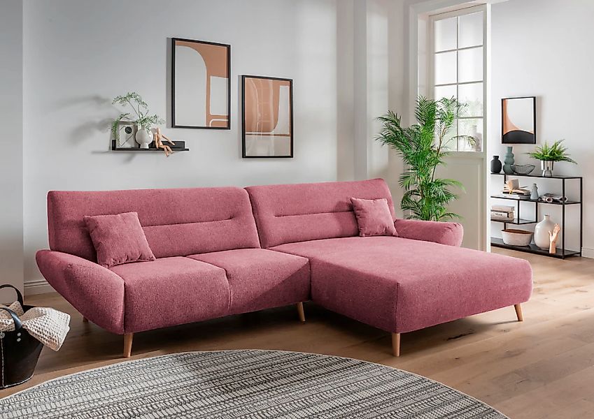 Home affaire Ecksofa "Drago, elegant und zeitlos, komfortabel, Holzfuß, L-F günstig online kaufen