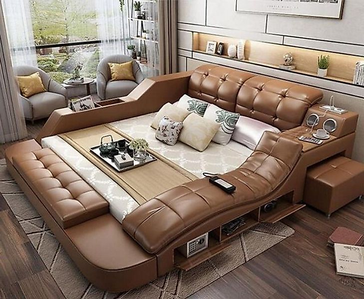 Xlmoebel Multimediabett Luxuriöses Doppelbett aus Leder mit USB-Anschluss u günstig online kaufen