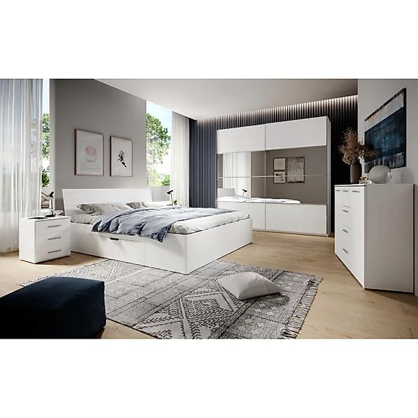Schlafzimmermöbel Komplett Set in weiß BIRMINGHAM-83 Liegefläche 160x200 cm günstig online kaufen