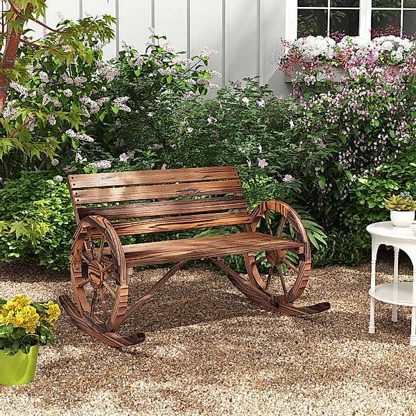 Outsunny Schaukelbank aus Holz, 2-Sitzer Schwingbank mit Armlehne, belastba günstig online kaufen