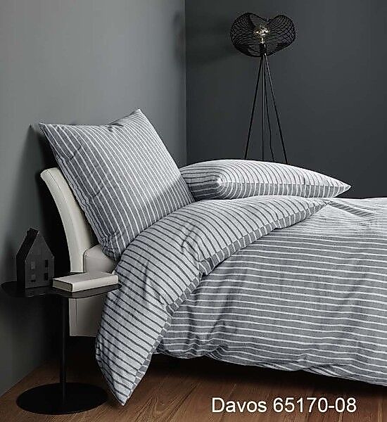 Janine Janine Feinbiber Bettwäsche DAVOS 65170 grau Größe:  155x220 cm + 80 günstig online kaufen