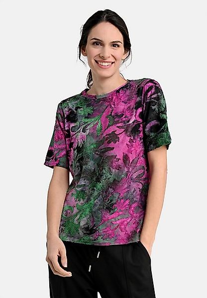 BICALLA T-Shirt Shirt mit Blumen-Jacquard-Muster in Grün/Pink (1-tlg) günstig online kaufen