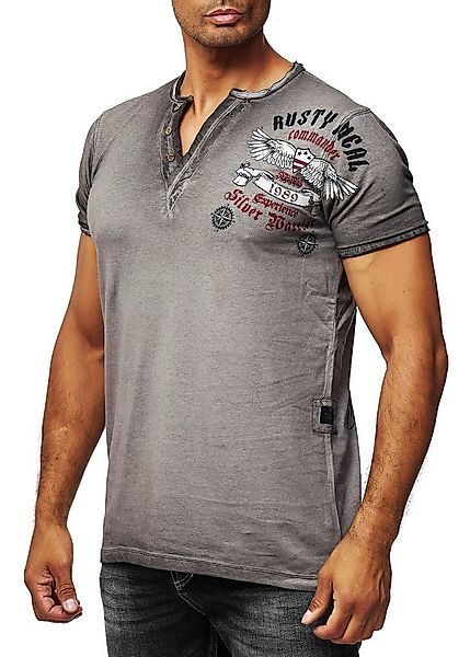 R-NEAL T-Shirt T-Shirt Verwaschen Regular Printed Oil Washed Roundneck S M günstig online kaufen