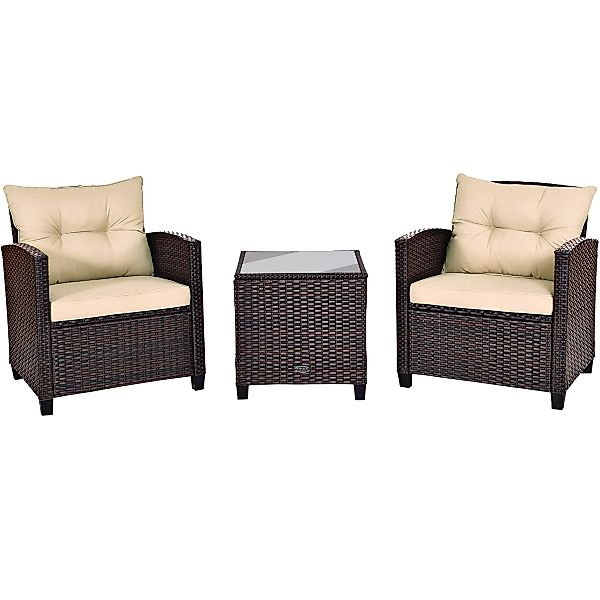 KOMFOTTEU Sitzgruppe Rattan Gartenmöbel, (Set, 3-tlg), günstig online kaufen