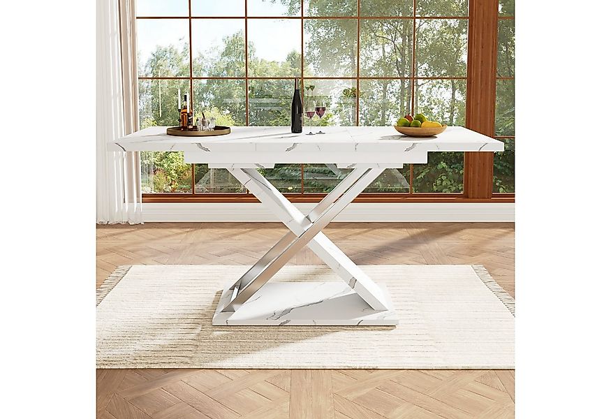 OKWISH Esstisch Moderne Esstisch,mit Marmoroptik (mit Marmormuster und Kreu günstig online kaufen