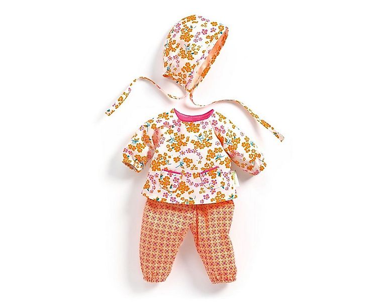 DJECO Puppenkleidung POMEA 3-teilig Hose, Shirt und Mütze sommerliche Farbe günstig online kaufen