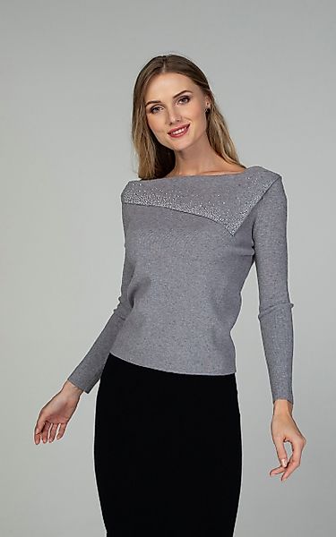 Passioni Strickpullover Femininer Pullover mit asymmetrischem günstig online kaufen