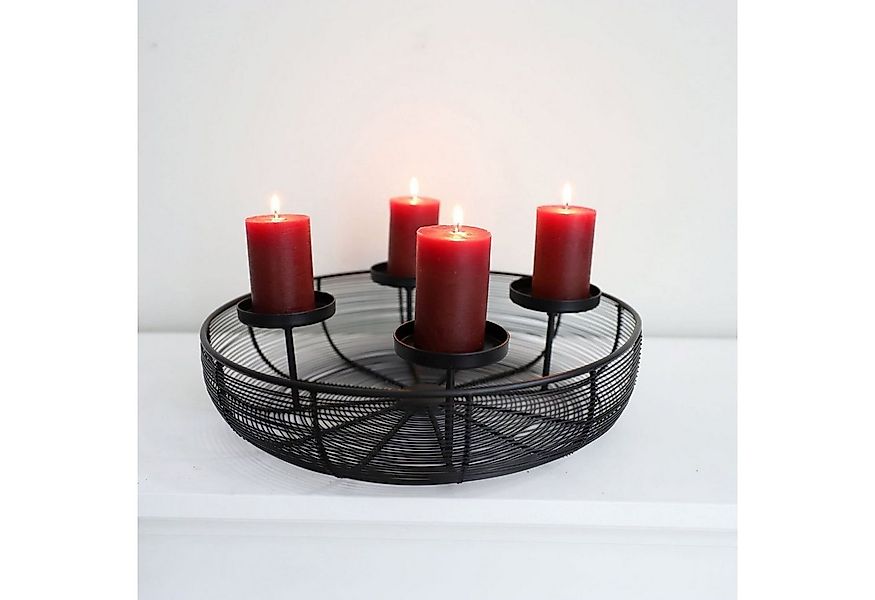BURI Adventsleuchter Metall-Adventskranz Ø36cm mit Metallschale Weihnachtsd günstig online kaufen