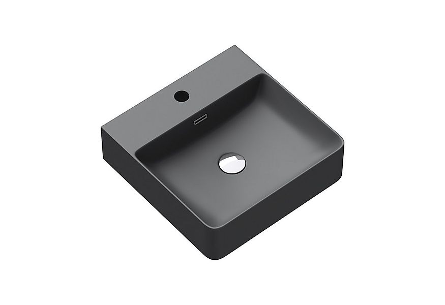 doporro Waschbecken keramik Aufsatzwaschbecken eckig Waschtisch weiß/Anthra günstig online kaufen