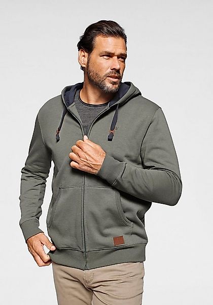 Man's World Kapuzensweatjacke mit kontrastfarbigem Innenfutter günstig online kaufen