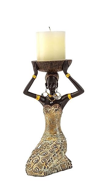 MF Kerzenhalter Skulptur Nyala Afrikanische Frau mit Kerzenhalter Gold 22 c günstig online kaufen