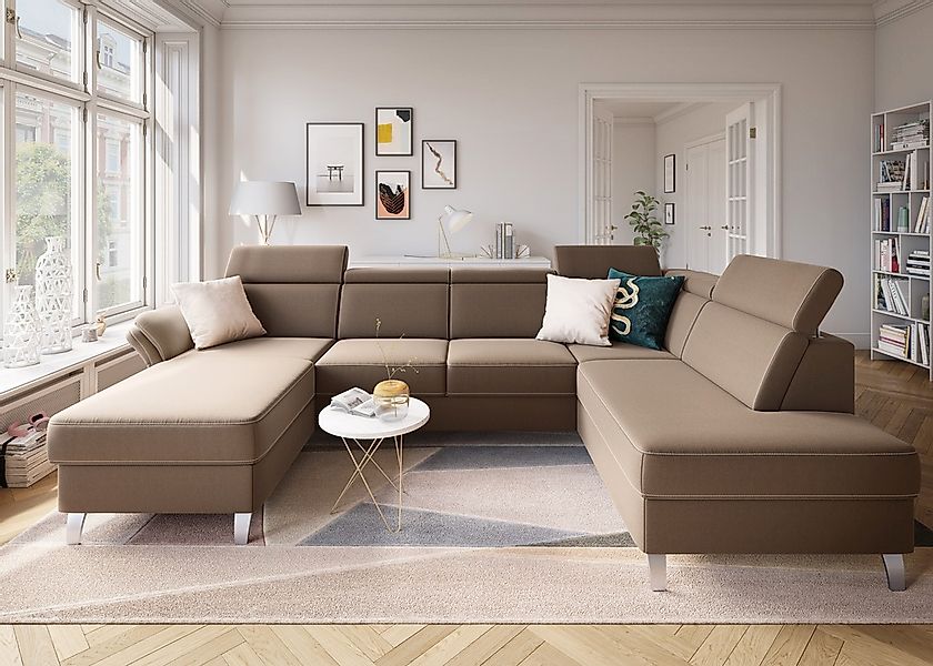 sit&more Wohnlandschaft "Vincenzo U-Form" inklusive Kopfteilverstellung, wa günstig online kaufen