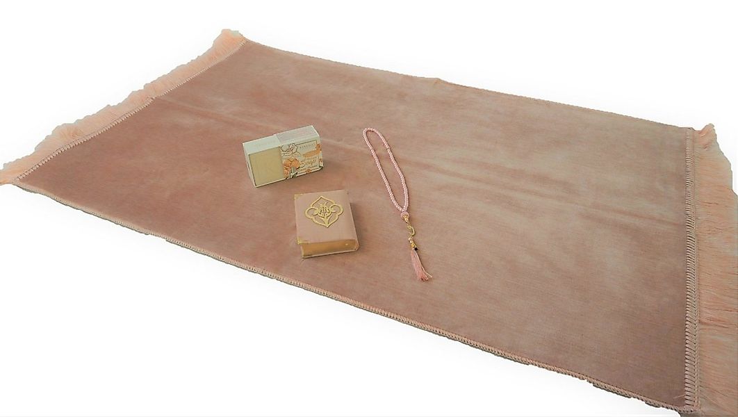 Lale Collection® Orientteppich Gebetsteppich Rosa +Koran +tasbih Samt dünn günstig online kaufen