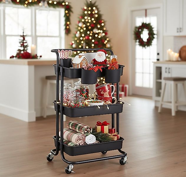 SONGMICS Beistellwagen, Servierwagen, Ablagefächer aus Kunststoff günstig online kaufen