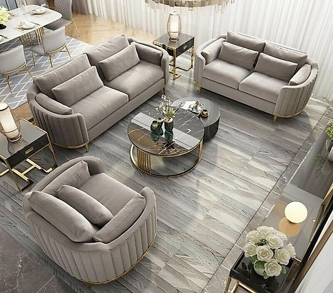 JVmoebel Sofa Designer Sofagarnitur 3+2+1 Sitzer Stoff Garnitur Polster Set günstig online kaufen