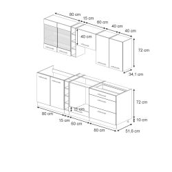 Vicco Küchenzeile Fame-Line, Weiß Landhaus/Goldkraft Eiche, günstig online kaufen